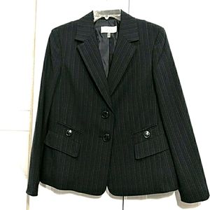 Le suit Women's Striped Black Button Front Suit Jacket Size 12